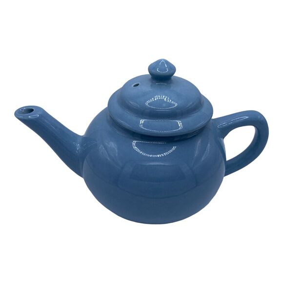 light blue mini ceramic teapot Homer Laughlin USA lead free - Picture 2 of 8